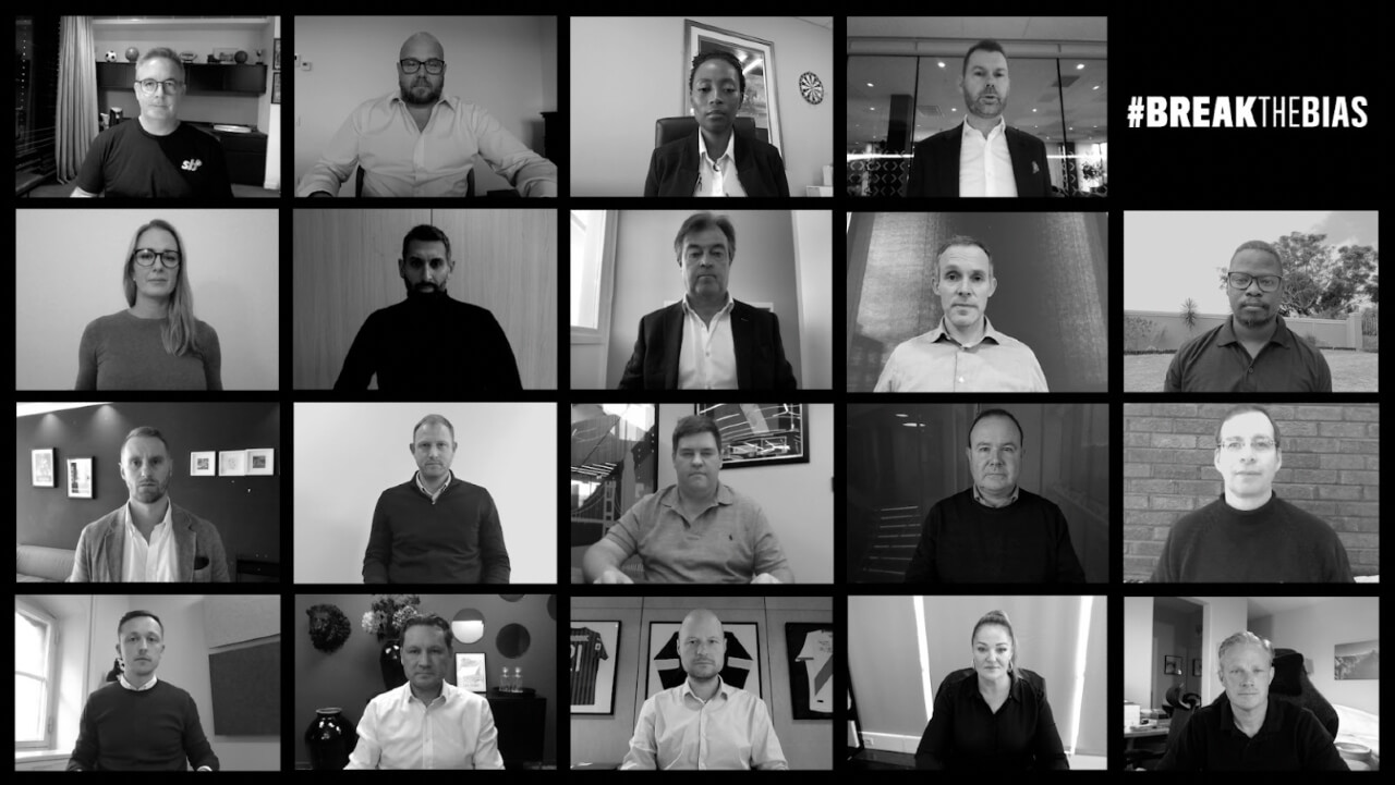igaming companies join campaign to #BreakTheBias_tile shot of gaming industry CEOs in black and white