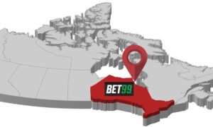 Canada map with Ontario pinpointed for story on Bet99 partnering with GeoComply