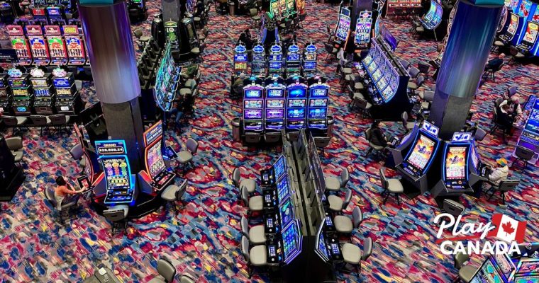 An overhead photo of the gaming floor at the Great Canadian Casino Resort Toronto for PlayCanada's review of the new, expanded gambling facility