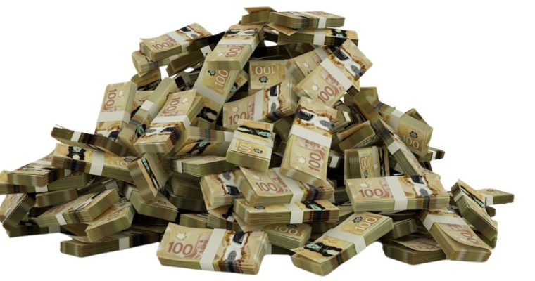 Giant pile of Canadian $100 bills. With the release of the OLG's annual report we now know that Ontario's online gambling revenue grew 54.5% to over $3 billion in Year 2 alone.
