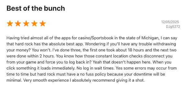 Hard Rock Bet Casino user review