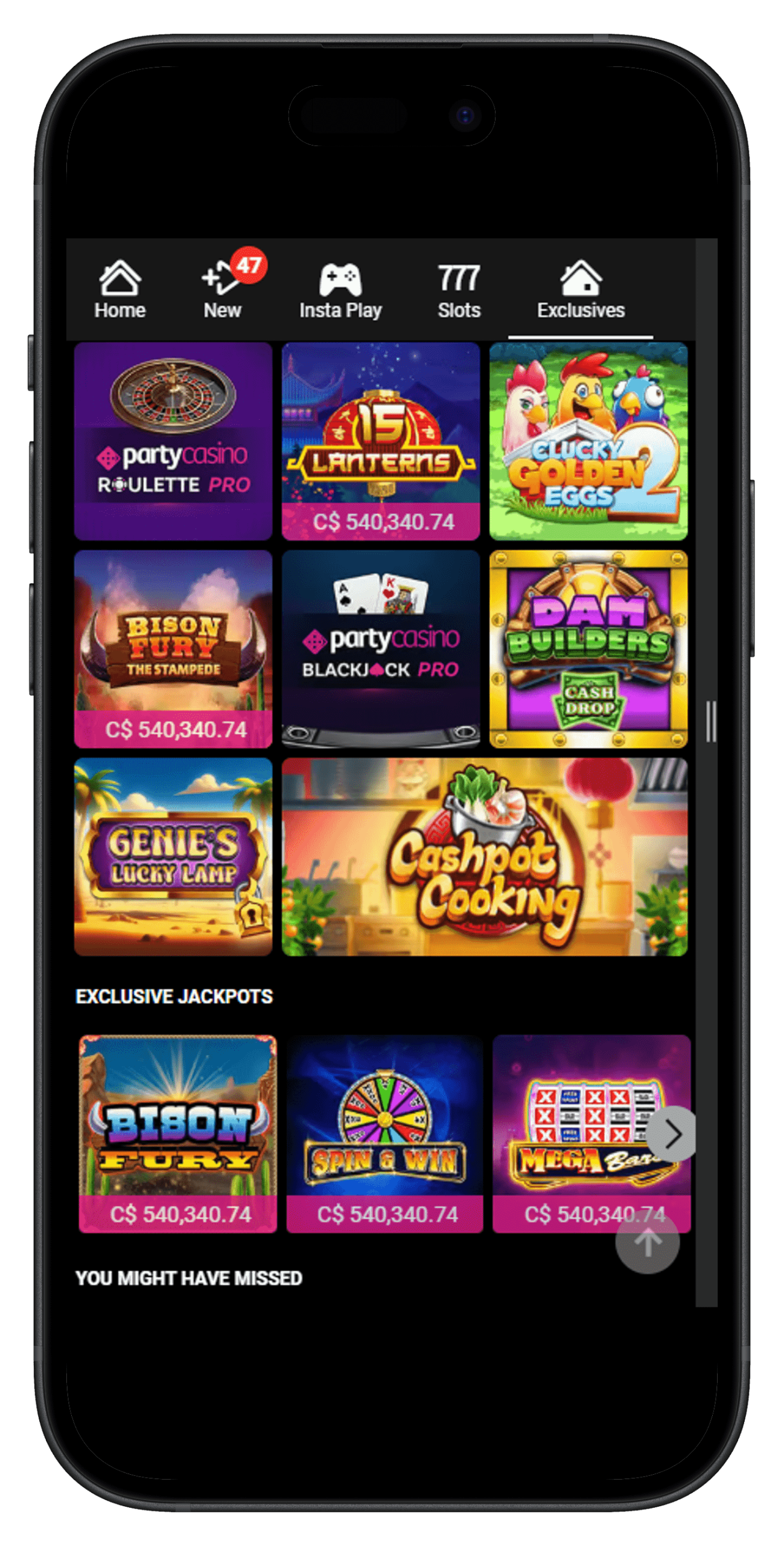 Exclusives Available at PartyCasino