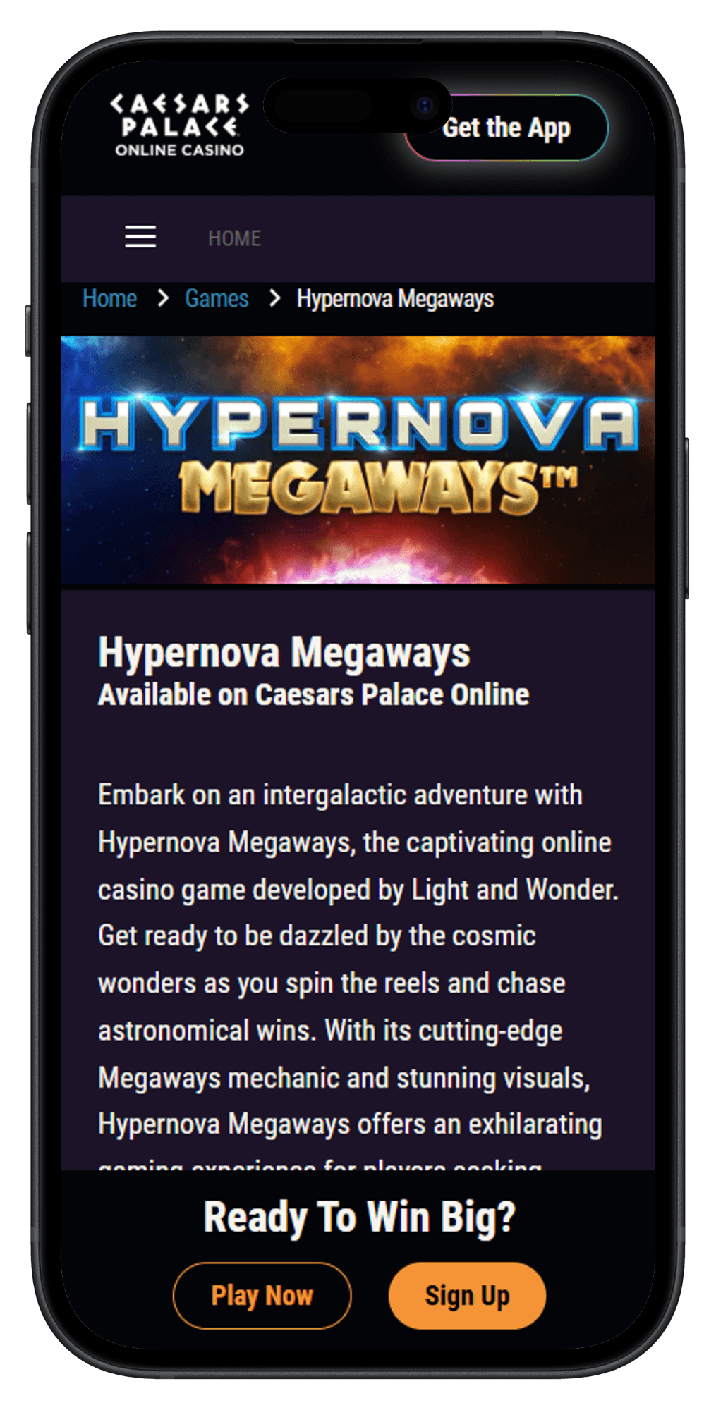 Caesars Palace Hypernova Megaways game