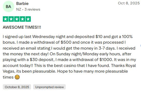 Royal Vegas user review