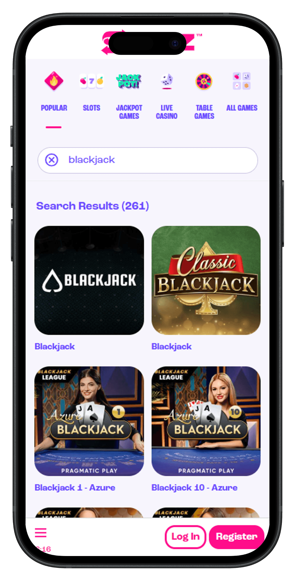 Spinz casino blackjack games