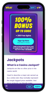 Wildz Casino jackpot games